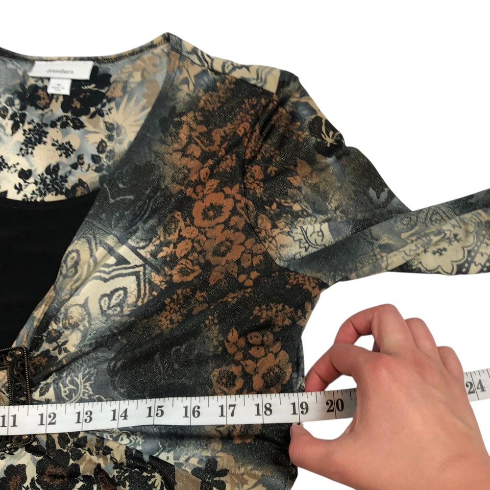 Dressbarn Floral V-Neck Buckle Top Shirt Medium Y2K Whimsigoth Fairy Grunge 90s - Picture 12 of 14